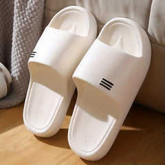Women's Striped Soft Sole Pillow Slides Non-slip Bathroom Shoes