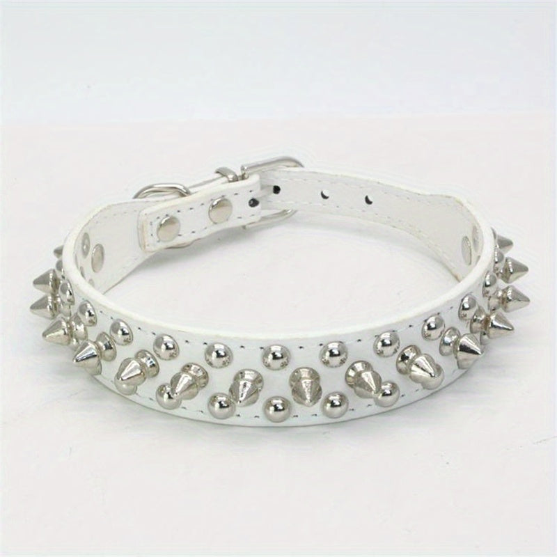 PU Leather Dog Collar Spiked Rivets Small Medium Dogs