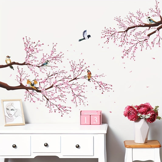 Chinese Plum Wall Stickers Tree Branch Bird Pvc Waterproof Self-Adhesive