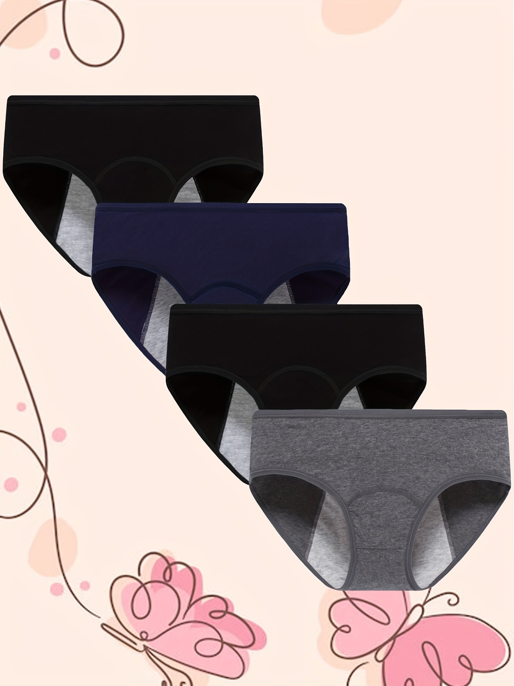 4pcs Girls Triangle Panties Leak-proof Period Panties