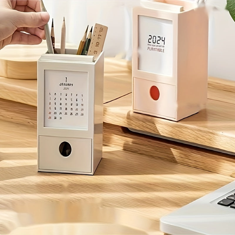 Creative Desk Calendar Storage Pen Holder for Office School Teacher