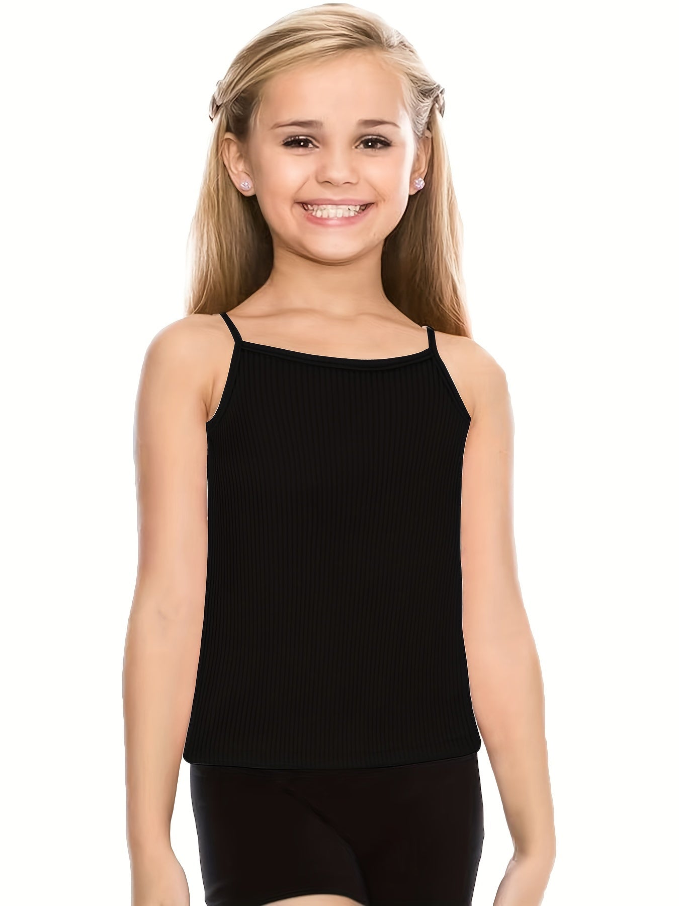 5pcs Girls Solid Cami Top Set - Comfy Tops For Everyday Outdoor Gift Sports