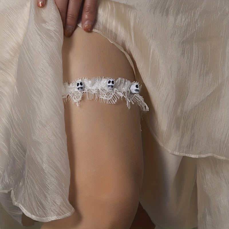 Halloween Skull Garter Lace Belt - Leg Straps Women's Accessory