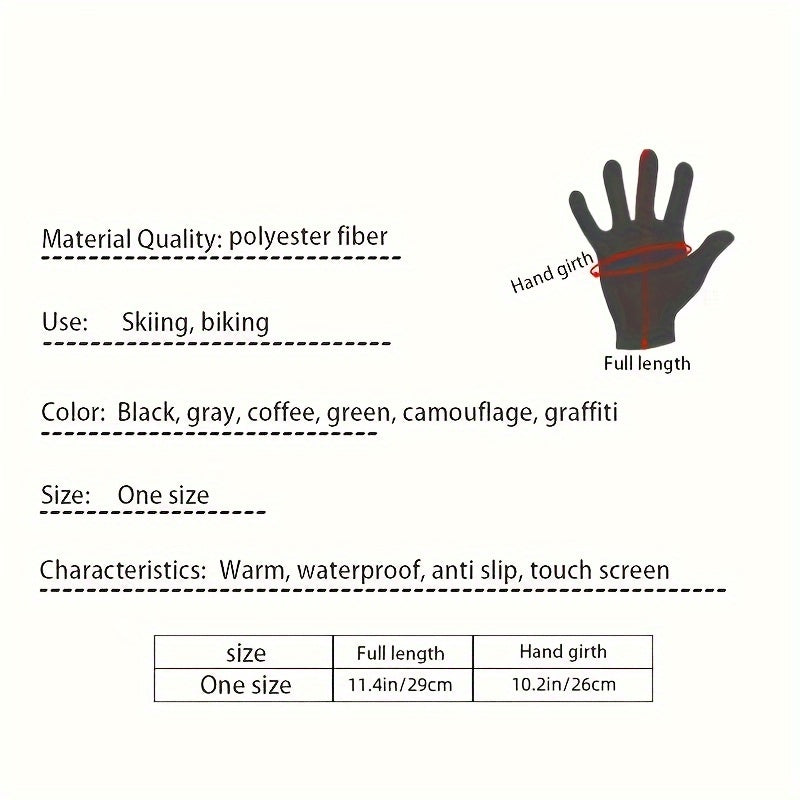 Men's Camouflage Full Gloves Velvet Warm Windproof Touch Screen Gloves