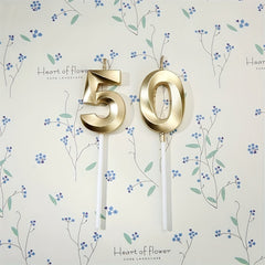 Golden Number 50th Birthday Candle Cake Decoration Set