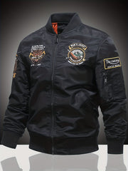 Embroidered Men's Slim Fit Street Jacket Windproof Motorcycle Jacket