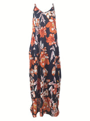 Women's Floral Print V-Neck Maxi Dress