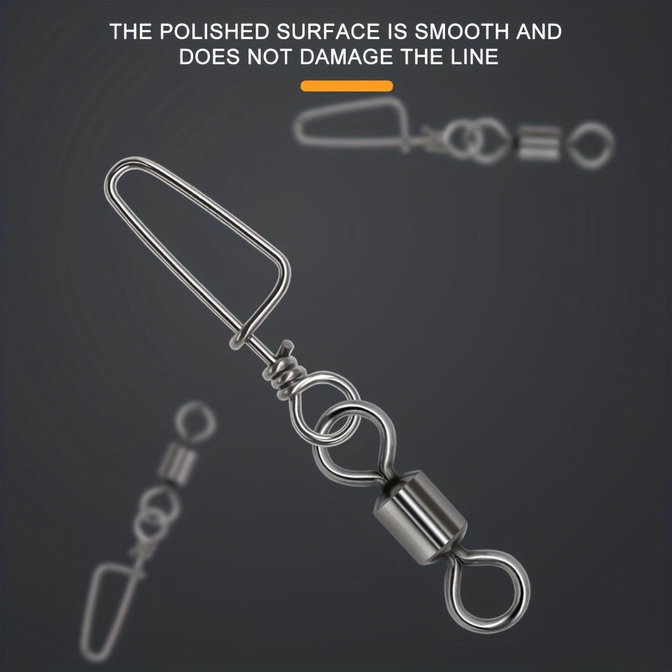 50pcs Fishing Rolling Barrel Swivels With 8 Shape Connectors