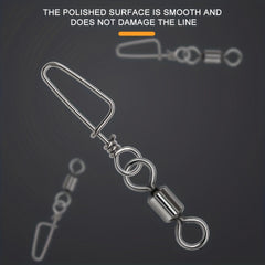 50pcs Fishing Rolling Barrel Swivels With 8 Shape Connectors