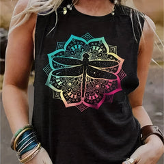Floral Dragonfly Tank Top Sleeveless Summer Tank Top