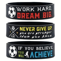 Never Give Up Quote Silicone Bracelet Football Wristband