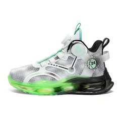 Boy's Rotating Buckle Basketball Shoes, Breathable and Non Slip