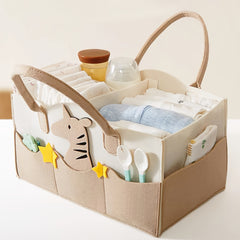 Cute Animal Felt Diaper Storage Bag for Diapers and Wipes
