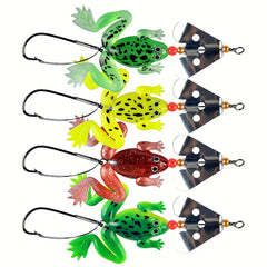 4pcs Silicone Frog Soft Lure 4.33in 6.5g for Pike Catfish Salmon Fishing