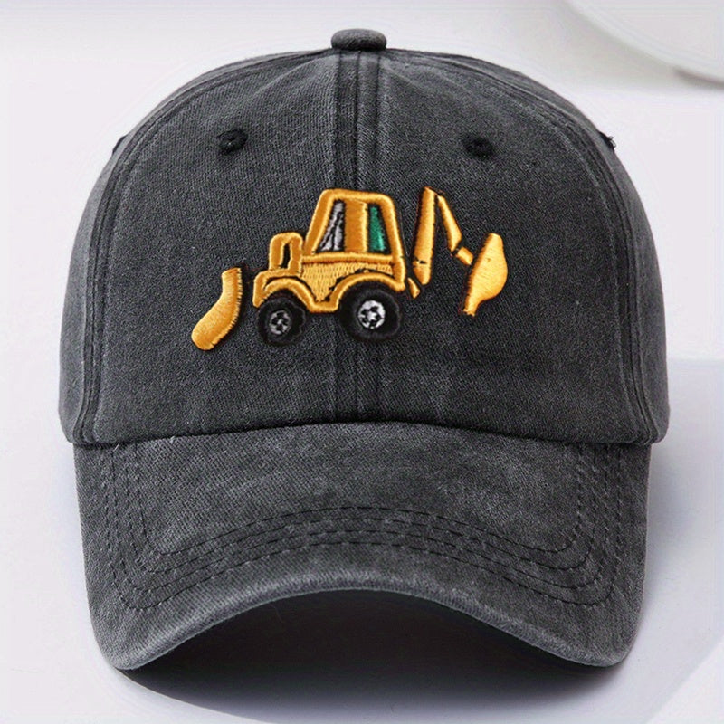 Parenthood Excavator Embroidery Baseball Cap Washed Distressed Vintage