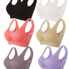 6 Pack Plus Size Sports Bra Set Women's Plus Solid Basic Yoga Bra Six Piece Set