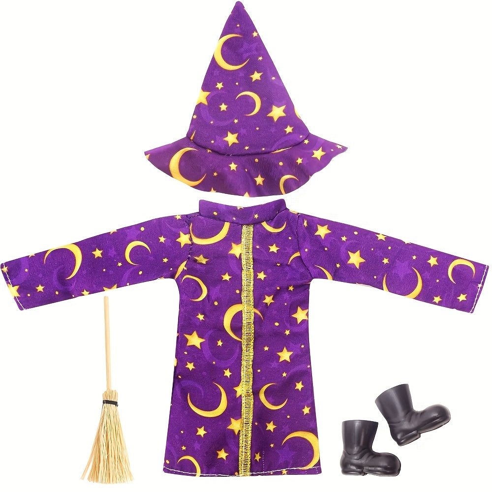 3pcs Elf Accessories Halloween Robe Mini Broom Small Shoes Christmas Toys