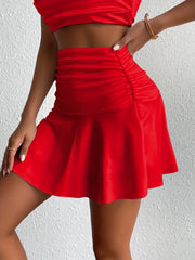 Ruched Mini Skirt High Waist for Spring & Summer