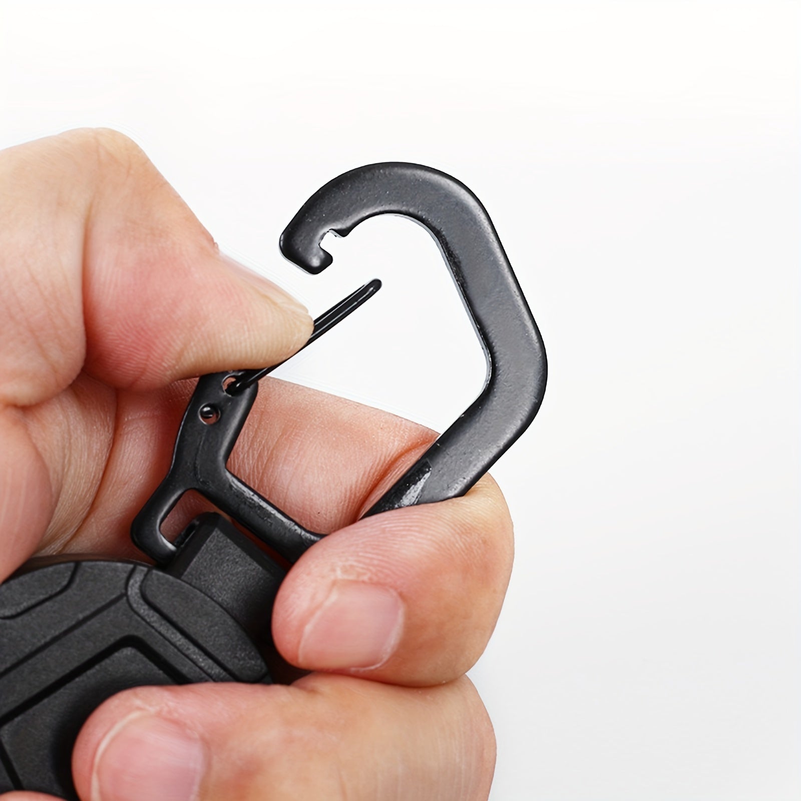 Retractable Key Chain w/ Carabiner & Steel Wire Cord for Camping Hiking