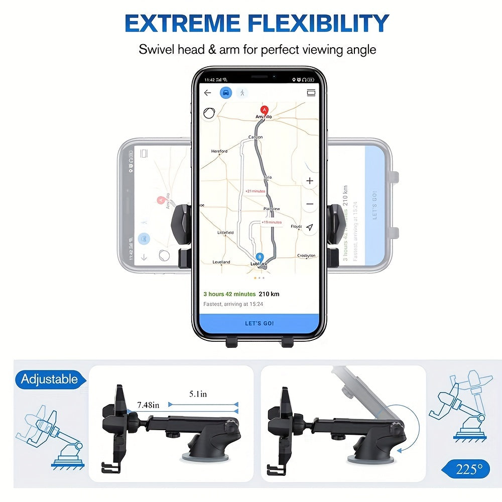 Car Phone Holder Extendable Suction Cup Mount