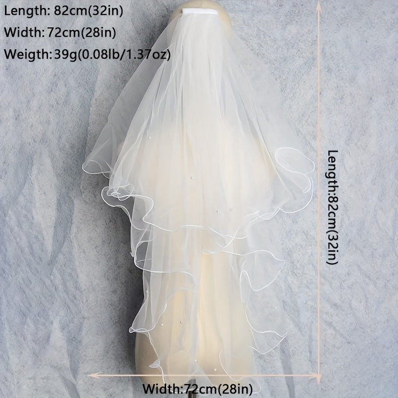 Bridal Veil Faux Pearl Head Veil Wedding Dress Hair Accessories