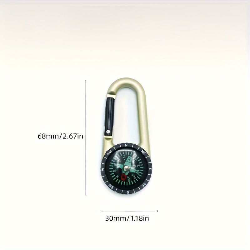 2pcs Small Metal Buckle With Compass Keychain For Camping Hiking Adventure