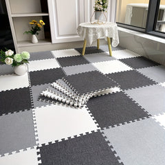 10pcs Linen Puzzle Floor Mat Bay Window Seat Mat Interlocking Carpet Cushion
