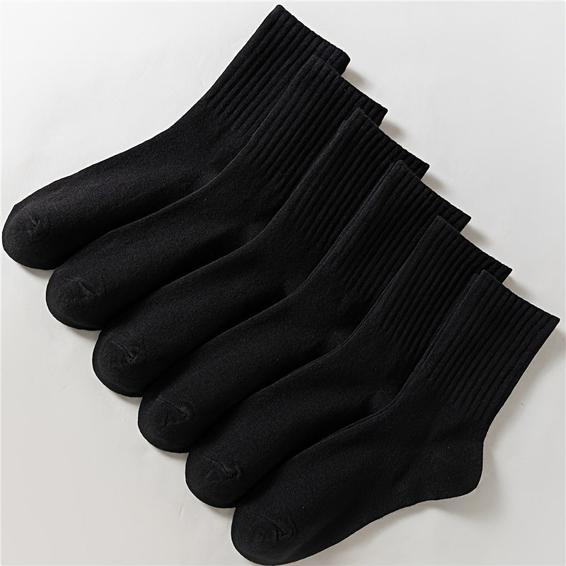 6 Pairs Solid Crew Socks for Women