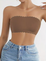 Soft Strapless Bandeau Bra with Scallop Trim for Women
