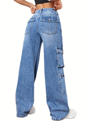 Y2K & Kpop Style Flap Pocket Denim Pants