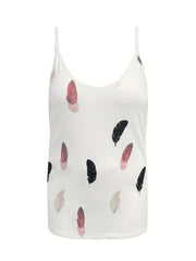 Feather Print Cami Top High Stretch