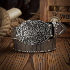 Western Style Vertical Grain PU Leather Belt For Men
