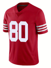 Men's #13 Red Rugby Jersey V Neck Shirt