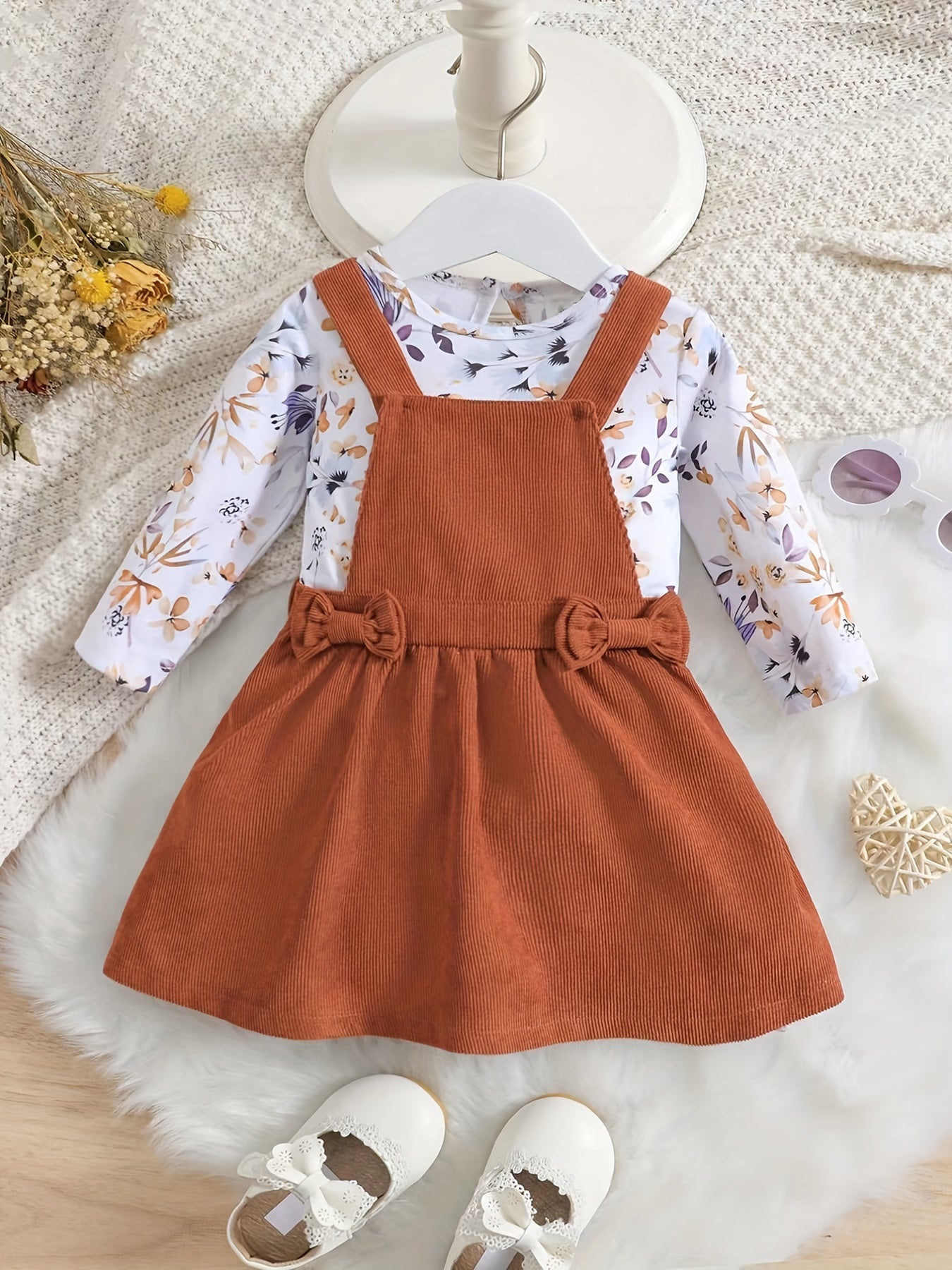 Toddler Baby Girls Long Sleeve T Shirt Top And Overall Dress