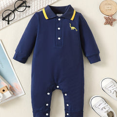 Baby Boys Long Sleeve Polo Shirt Romper Cotton Jumpsuit