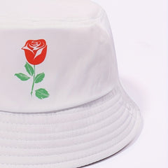 Rose Printed Bucket Hat Lightweight Basin Hat Casual Sunscreen Fisherman Cap