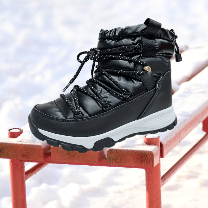 Women's Waterproof Snow Boots Plush Inner Thermal Mid Calf Lace-up Hiking Boots