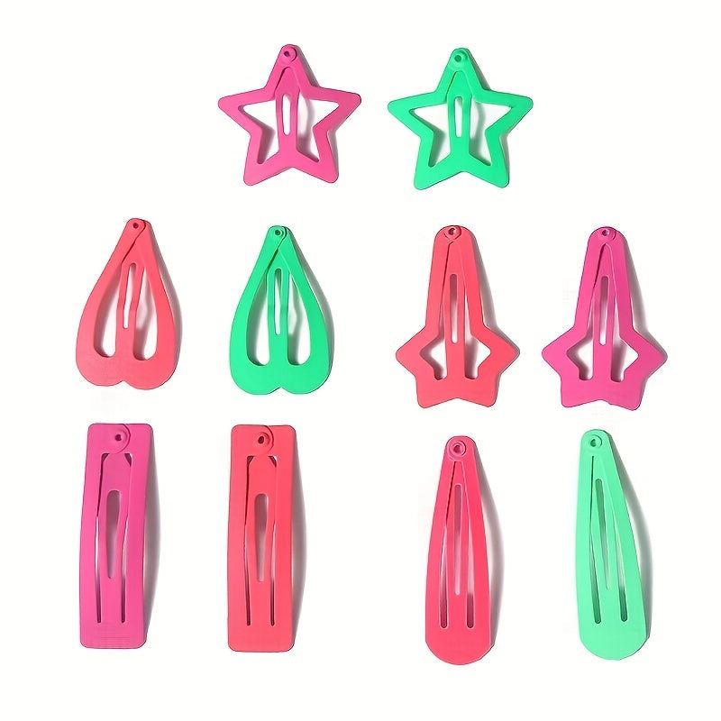 10pcs Fluorescent Star Square Hair Clip Headwear Sweet Hair Accessories