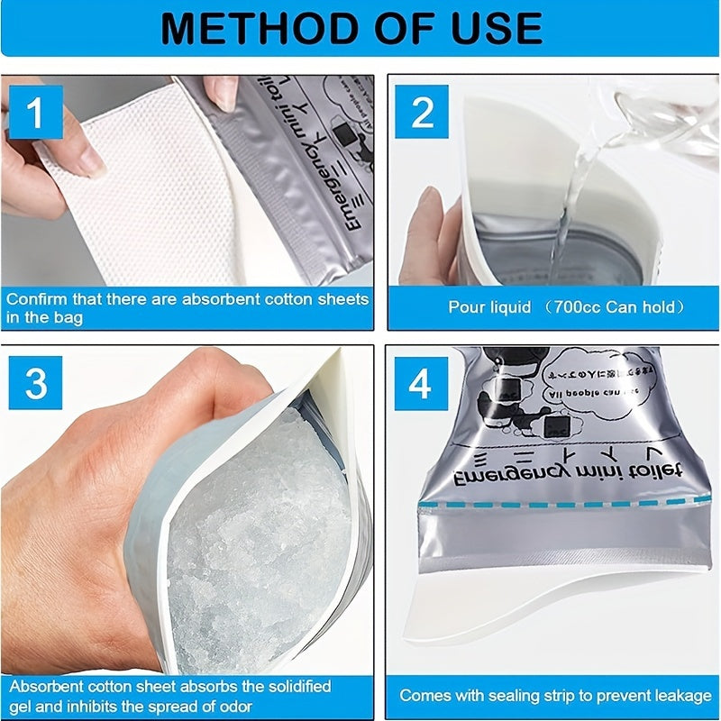 Disposable Emergency Urinal Bag 4Pcs Pack Portable Camping Traffic Jam Pee Bags