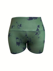 Tie Dye Biker Shorts Tummy Control Wide Waistband