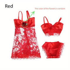 3pcs Pajamas Underwear Bra Dress Lace Doll Costume Set