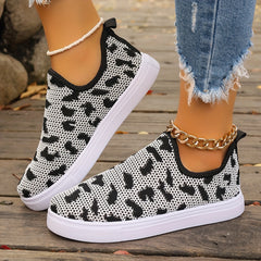 Cow Pattern Slip on Sneakers for Women, Lightweight Walking Shoes
