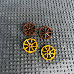 2 Pack Building Block Wheels in Dark Brown & Yellow