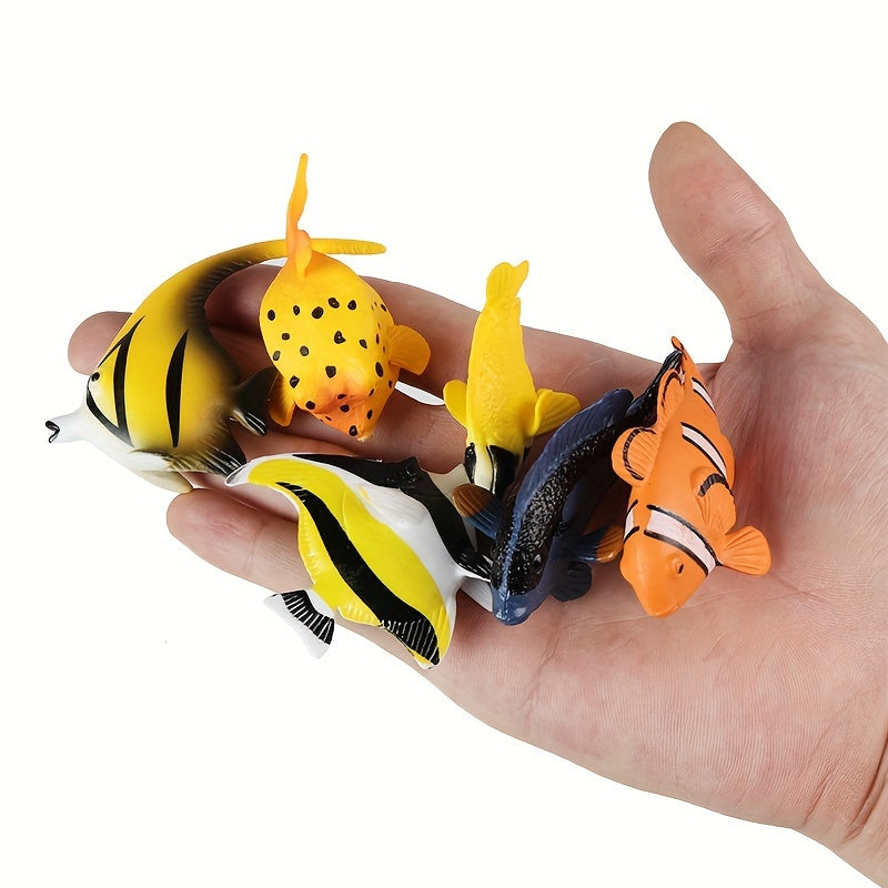 7pcs Mini Tropical Fish Toys Coral Marine Animal Model Set Home Decor