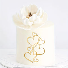 Wedding Anniversary Heart Cake Topper Golden Decorations