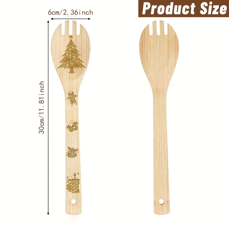 5pcs Christmas Bamboo Utensils Set Merry Christmas Cooking Tools