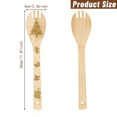 5pcs Christmas Bamboo Utensils Set Merry Christmas Cooking Tools