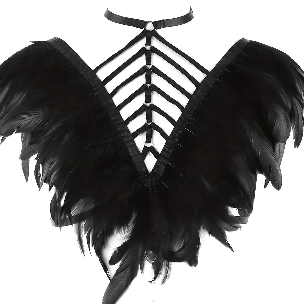 Feather Strappy Chest Harness Gothic Hollow Out Cage Body Suspenders