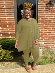 Solid Long Sleeve Top & Leggings Set