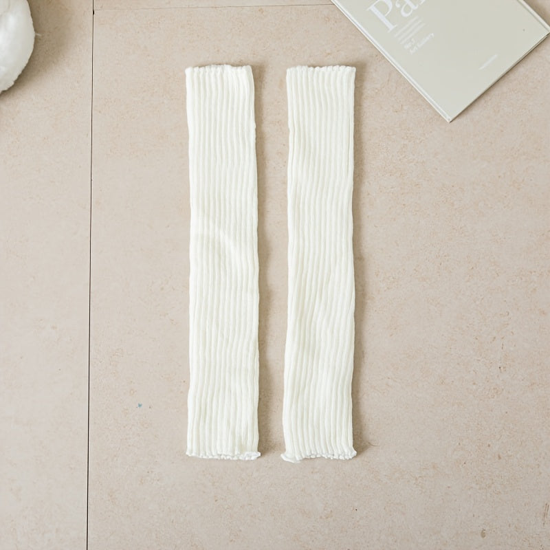 Rib Knit Leg Warmers Knee High Socks Women's Stockings
